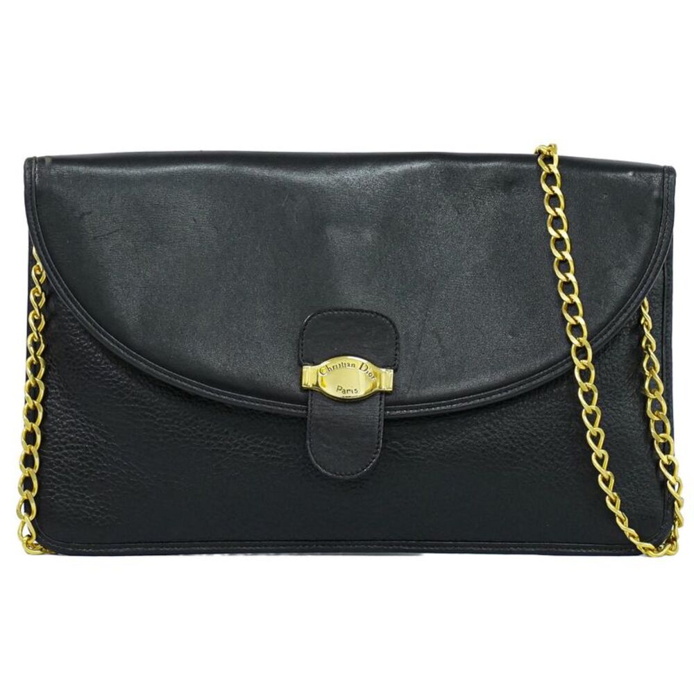 Christian Dior Shoulder Leather Black Leather Shoulder Bag Bag